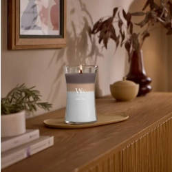 WoodWick Trilogy Radiant Cashmere - Duża świeca zapachowa z drewnianym knotem 610g